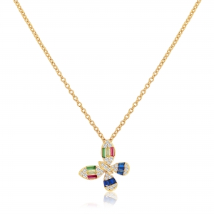 Conjunto linea premium mariposa con piedras baguettes multicolor, amarillo