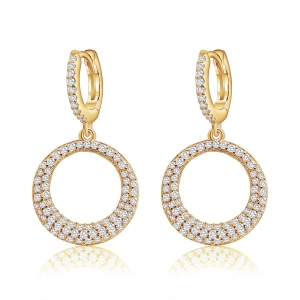 Par aros linea premium colgante, circulo con piedras, amarillo