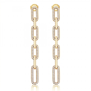 Par aros linea premium colgantes, eslabones, con y sin piedras, amarillos