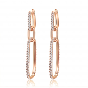 Par aros linea premium, colgantes, ovalados, rosados