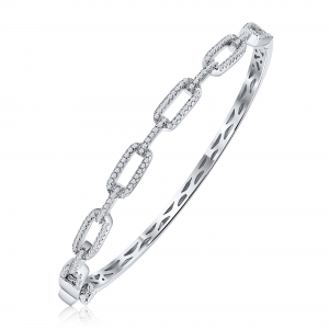 Esclava linea premium, eslabones pavee, blanca
