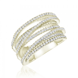 Anillo linea premium. tiras cruzadas, amarillo