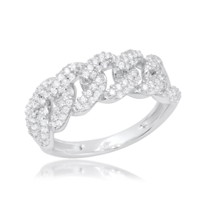 Anillo medio sin fin grumet pavee blanco