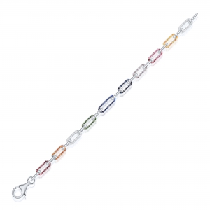 Pulsera linea premium, eslabonada, con piedras multicolor