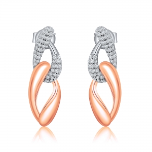 Par aros linea premium, doble eslabon con y sin piedra, colgantes, rosado