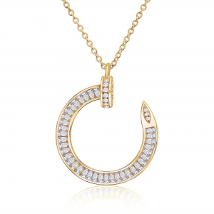 Conjunto linea Premium, clavo, piedras baguettes, amarillo