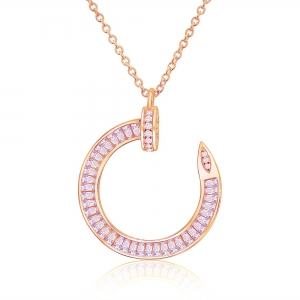 Conjunto linea Premium, clavo, piedras baguettes, rosado
