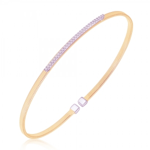 Esclava linea premium, abierta, con barrita de piedras, rosada