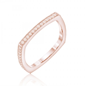 Anillo linea premium, cuadrado, sin fin, rosado