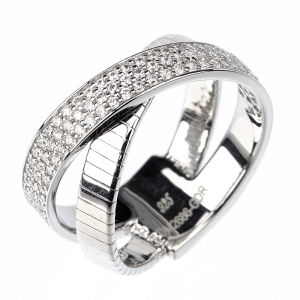 Anillo linea premium, cruzado, con piedras