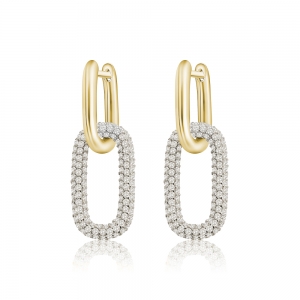 Par aros linea premium, amarillos, argollita con ovalo 
