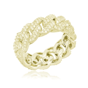 Anillo linea premium, sin fin, grumet , pavee, amarillo