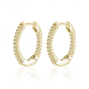 Par aros linea premium, argollas, con piedras por fuera y dentro, amarillas