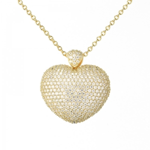 Conjunto linea premium corazon pavee, calado detras, amarillo, grande