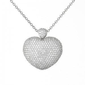 Conjunto linea premium corazon pavee, calado detras, grande, blanco