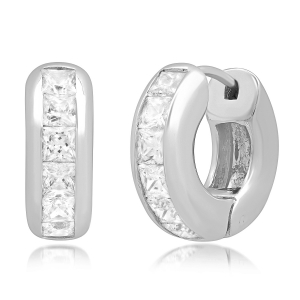 Par aros linea premium, argollas, con piedras carre. Diametro interno aprox 10 mm