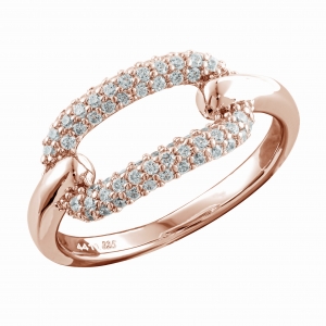 Anillo linea premium, centro oval pavee, rosado