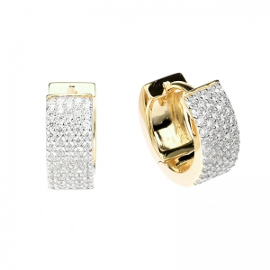 Par aros linea Premium, amarillo, argollas, chatas, con frente blanco. diametro interno aprox 10 mm