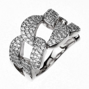 Anillo linea premium, tipo eslabonado, con piedras y movimiento, rodio negro