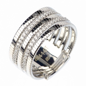 Anillo linea premium, hilo retorcido, doble fila de piedras