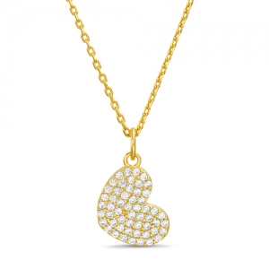 Conjunto corazon inclinado pavee, amarillo