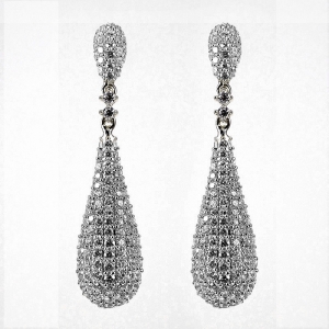 Par aros linea premium, colgantes, gota pavee, rodio negro