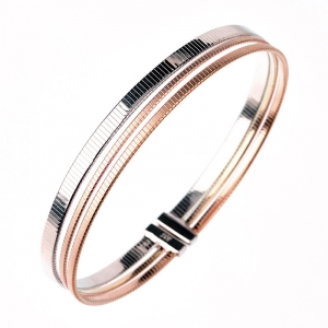 Esclava linea premium, hilo retorcido, tres tiras, blanca y rosada, pulida, abierta