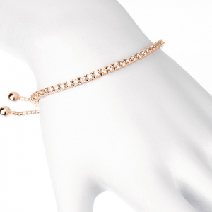 Pulsera tenis, ajustable, piedras 2 mm, rosada