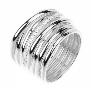 Anillo linea premium, varias tiras, una con piedras