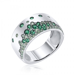 Anillo linea premium, piedras verdes