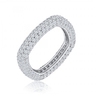 Anillo linea premium, cuadrado, sin fin pavee
