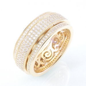 Anillo linea Premium, sin fin, pavee, doble, giratorio, amarillo