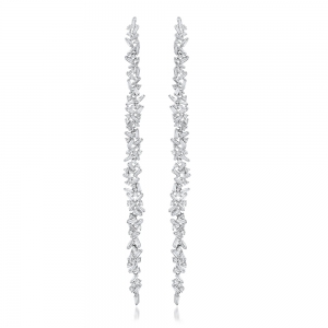 Par aros linea premium, largo 10 cm, piedras baguettes y redondas