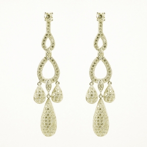 Par Aros linea premium, largos, gotas pavee, amarillos