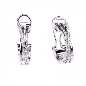 Par aros linea premium, doble tira hilo retorcido, con tira de piedra 