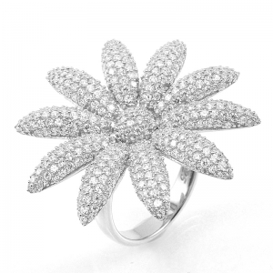 Anillo linea Premium, flor grande pavee