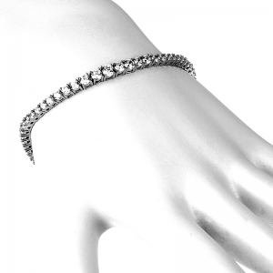 Pulsera tenis 3mm , rodio negro