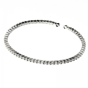 Pulsera linea Premium, tenis, piedras blancas, rodio negro, abierta