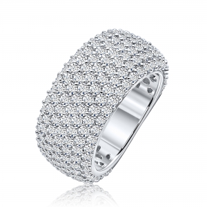 Anillo linea premium, ancho, pavee