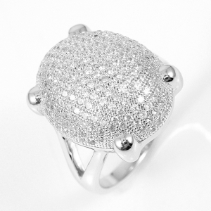Anillo linea premium, ovalado, pavee