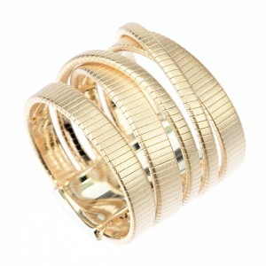 Anillo premium cinco tiras de hilo retorcido, sin piedras, amarillo, satinado