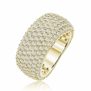 Anillo linea premium, ancho, pavee, amarillo