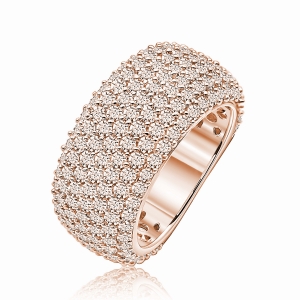 Anillo linea premium, ancho, pavee, rosado