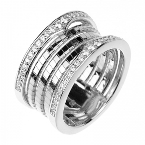 Anillo linea premium, 3 tiras de hilo retorcido con bordes de piedras