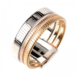 Anillo linea premium, triple, hilo retorcido, blanco y rosado