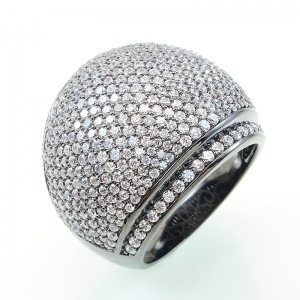 Anillo linea premium, bombe, paVee, rodio negro