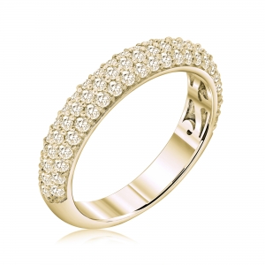 Anillo linea premium, medio sin fin pavee, amarillo