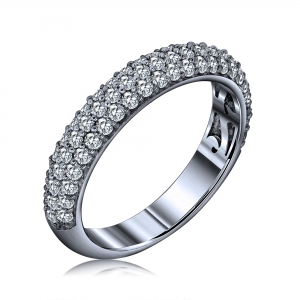 Anillo linea premium, medio sin fin pavee, rodio negro
