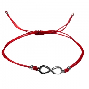 Pulsera infinito, tiento rojo, bolitas, ajustable
