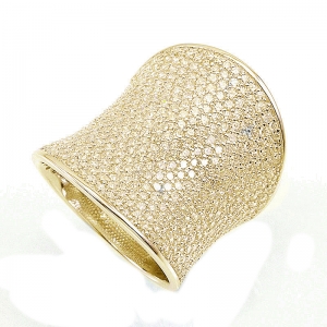 Anillo linea Premium, Alargado, hundido, pavee, amarillo